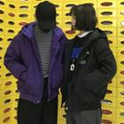 Couple Matching Hood Lettering Padded Jacket