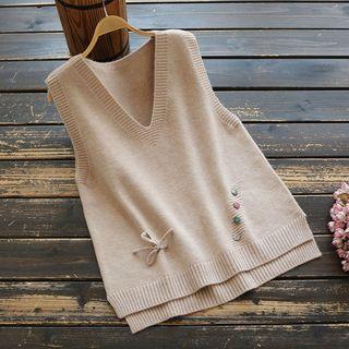V-neck Bow Knit Vest