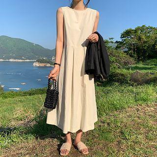 Sleeveless Maxi A-line Dress Khaki - One Size