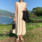 Sleeveless Maxi A-line Dress Khaki - One Size