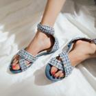 Tweed Ankle-strap Sandals