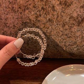 Faux Crystal Hoop Earring 1 Pair - 925 Silver Needle - Transparent White - One Size