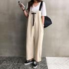 Beribboned Loose-fit Overall Pants