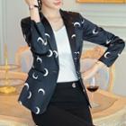 Moon Print Blazer / Slim-fit Dress Pants