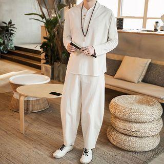 Set: Mandarin Collar Shirt + Harem Pants