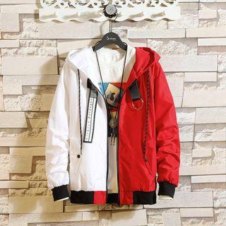 Hooded Two-tone Zip Jacket