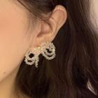 Bow Faux Crystal Fringed Earring 1 Pair - White - One Size