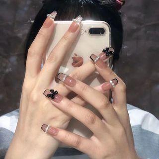 Bow Rhinestone Pointed Nail Tips