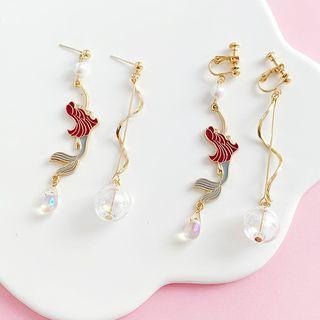 Non-matching Mermaid Drop Earring / Clip-on Earring