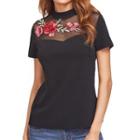 Short-sleeve Floral Embroidery Top