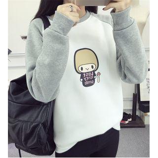 Cartoon Print Raglan Sweatshirt