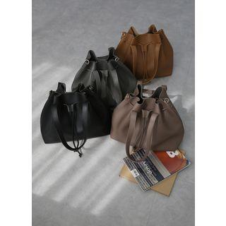 Pleather Drawstring Bucket Bag