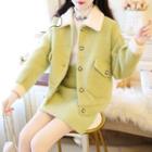 Set: Rhinestone Loose-fit Jacket + A-line Skirt