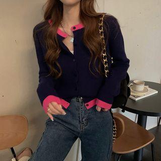 Two-tone Cardigan As Figure - One Size