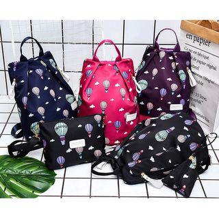 Set: Print Crossbody Bag + Backpack + Pouch