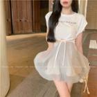 Short-sleeve Lettering T-shirt / Skorts