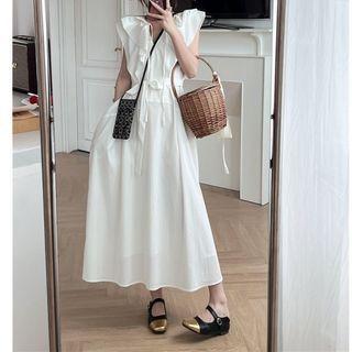 Sleeveless Ruffle Midi Smock Dress