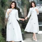 Print Linen Cotton 3/4-sleeve Dress
