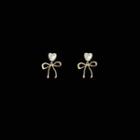 Bow Rhinestone Alloy Dangle Earring 1 Pair - S925 Silver - White & Gold - One Size