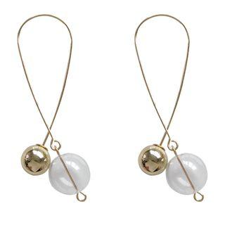 Glass & Metal Ball Drop Earring 1 Pair - Earring - Gold - One Size