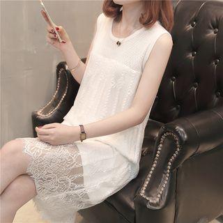 Lace Panel Sleeveless Knit Dress