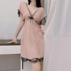 Short-sleeve Lace Trim Sleep Dress Set