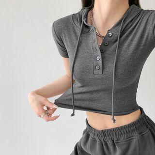 Skinny Hooded Crop T-shirt
