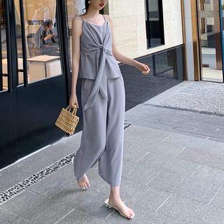 Tie-waist Camisole Top / Cropped Wide-leg Pants