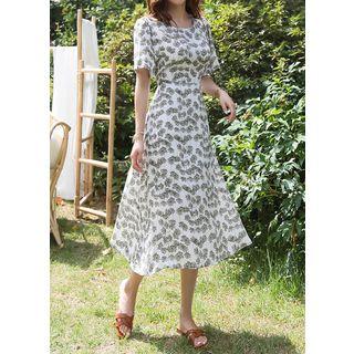 Silky Floral Long Flare Dress