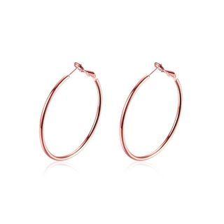 Simple Plated Rose Gold Geometric Round Earrings Rose Gold - One Size