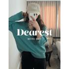 U-neck Drop-shoulder Knit Top Green - One Size
