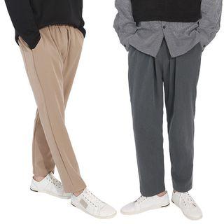 Plus Size Drawstring-waist Straight-cut Dress Pants