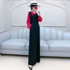 Mock Two-piece Collared Long-sleeve Jumpsuit