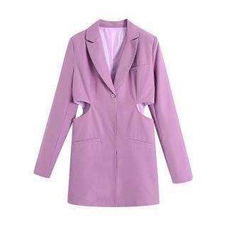 Plain Long Sleeve Cut-out Oversized Dress