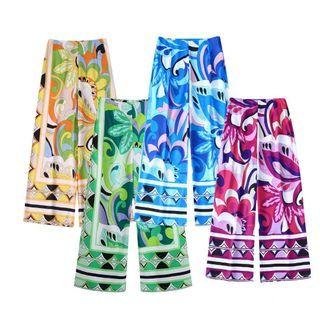 Retro Print Wide Leg Pants