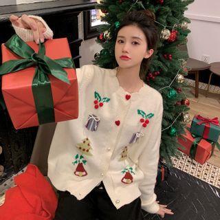 Round-neck Printed Oversize Cardigan
