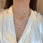 Bead Necklace / Faux Pearl Rhinestone Necklace