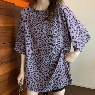 Leopard Elbow Sleeve T-shirt