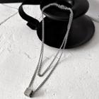Pendant Layered Necklace 01 - 1pc - Silver - One Size