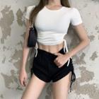 Drawstring Shorts / Short-sleeve Cut-out T-shirt