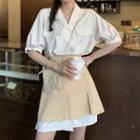 Short-sleeve Mini A-line Shirt Dress / Skirt