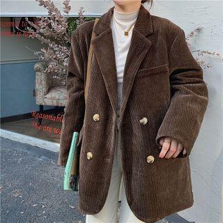 Pocket-detail Double-breasted Long-sleeve Blazer