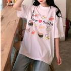 Sushi Print Short-sleeve T-shirt White - One Size