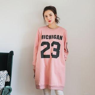 Zip-detail Lettering Sweatshirt Dress