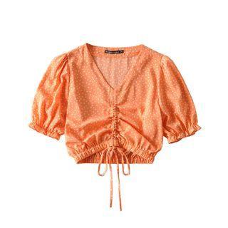 Dotted Short-sleeve Cropped Top