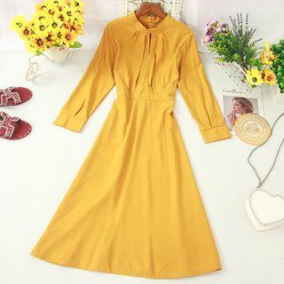 Cut-out Long-sleeve Midi A-line Dress