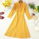 Cut-out Long-sleeve Midi A-line Dress