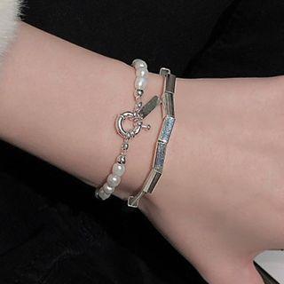 Faux Pearl Alloy Bracelet / Bar Alloy Bracelet / Set