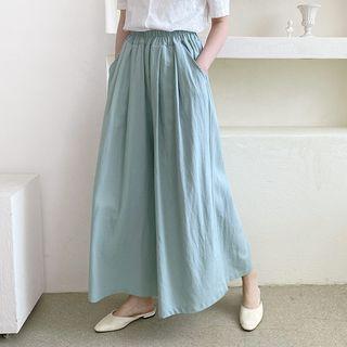 Linen Blend Wide-leg A-line Pants