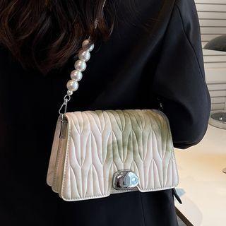 Faux Pearl Quilted Hobo Bag